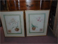PAIR OF ORIENTAL MOTIF PRINTS WITH BAMBOO STYLE