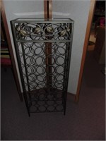 WINE RACK 41" H X 14" D METAL WITH GLASS TOP