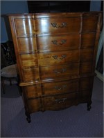 6 DRAWER CHEST ON CHEST CHERRY WOOD  51" H X 31"