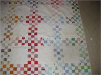 HANDMADE QUILT, MEASURES 68" X 90", NOTE SOME