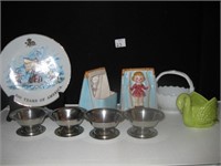 2 SMALL GIRL PLANTERS, SWAN, COLLECTIBLE PLATE, 4
