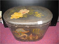ANTIQUE HAND PAINTED BOX WITH HANDLE