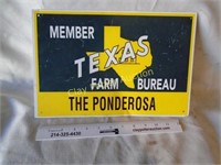 Metal Sign Texas Farm Bureau PONDEROSA
