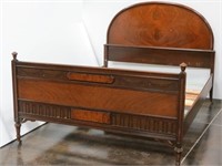 1930's Full Size Wood Bed with Rails & Slats