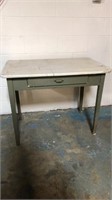 Vintage one drawer enamel top desk table