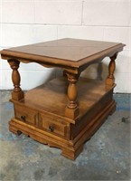 One drawer vintage wooden end table
