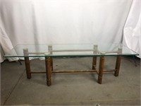 Glass Top Bamboo Base Regency Coffee Table