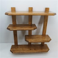 Mid Century Staggered Wood Wall Shelf