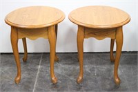Pair of Oak Queen Anne Side Table/ End Tables