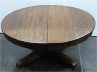 Round Pedestal Oak Coffee Table