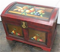 Painted LARGE 17" Wooden Dome Top Decor Trunk