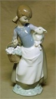 Lladro Girl with Lamb Porcelain Figure.