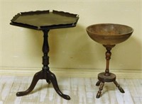 Treenware Standing Bowl and Pedestal Side Table.