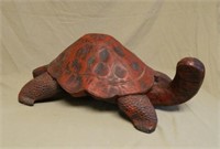 Large Wooden Carved Turtle.