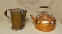 Copper Revere Kettle and Early Lidded Pitcher.