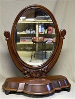 Victorian Mahogany Table Top Shaving Mirror.