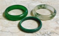 Solid Jade Colored Stone Bangles.  3 pc.