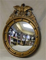 Eagle Crowned Wooden Framed Convex Mirror.
