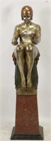 ART DECO STYLE BRONZE FEMALE NUDE SCULPTURE