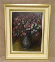 Floral Bouquet Oil on Canvas, Signed.