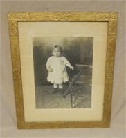 Early Child's Portrait in Antique Gilt Frame.
