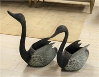 Bronze Swan Planters.