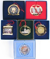 Group of 6 White House Historical Soc. Ornaments
