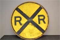 Vintage Embossed Railroad Crossing Sign