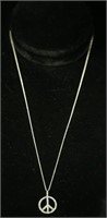 STERLING SILVER WITH DIAMOND PEACE NECKLACE