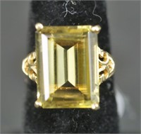 STAMPED "10KT" YELLOW GOLD CITRINE RING