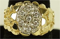STAMPED "14KT" YELLOW GOLD DIAMOND RING