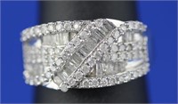 WHITE GOLD MICRO PAVE & BAGUETTE DIAMOND BAND