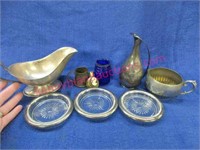 silver plated gravy boat -cameo perfume bottle -