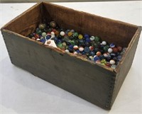 Early Wooden Box w/ Marbles