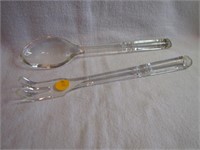 Vintage Glass Salad Fork & Spoon 10&1/4"