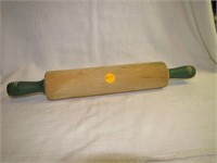 Vintage Green Handled Wood Rolling Pin