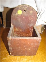 Antique Wood Salt Box (no lid) 9" x 5" x 4&1/4"