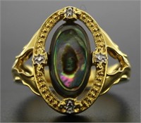 Antique Style Abalone Designer Ring