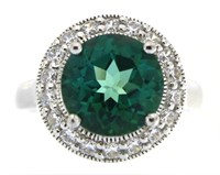 Round 4.10 ct Emerald Designer Ring