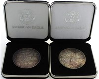 1997 & 2007 BU Toned American Silver Eagles