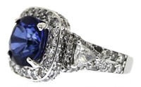 18kt Gold 6.25 ct Round Sapphire & Diamond Ring