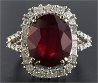 14kt Gold 16.22 ct Oval Ruby & Diamond Ring