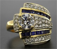 Brilliant 2.50 ct White Topaz & Sapphire Ring