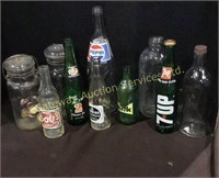 Wooden Box of Assorted Bottles