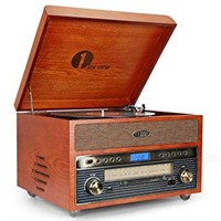 1 BY ONE NOSTALGIC WOODEN TURNTABLE