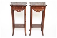 Syrian Mother of Pearl Parquetry Side Tables, Pair