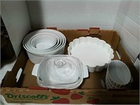 White bowl set, covered casserole and other dishes