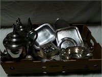 Silver Plate coffee pots, platters, New York and