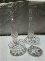 Elegant glass decanters, compote and Bowl
