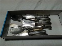 Silver plate small knives and servers
